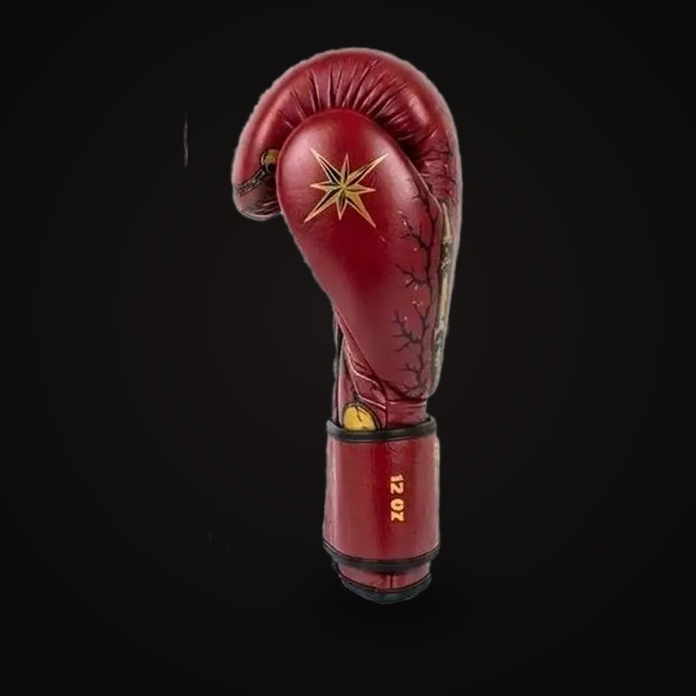 Gants de boxe MG2 Mortal Guard — profil, étoile dorée, marquage 12 oz